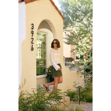 Load image into Gallery viewer, BELL-SLEEVED COTTON SWEATER WITH SCALLOP HEM AND BOAT NECK