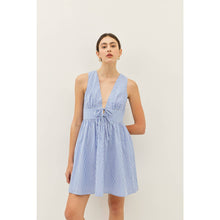 Load image into Gallery viewer, SUMMER PLUNGE NECK STRIPE MINI DRESS