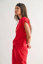 Load image into Gallery viewer, Offset French Terry Cap Sleeve Top