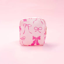 Load image into Gallery viewer, Rock Paper Scissors - Pink Bows Nylon Cosmetic Zipper Bag