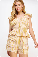 Load image into Gallery viewer, V-Neck Flutter Sleeve Stripe Cotton Top