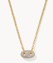 Load image into Gallery viewer, Bailey Gold Pave Short Pendant Necklace in White Crystal