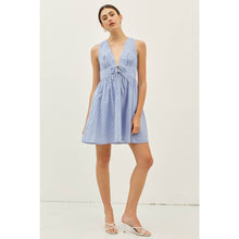 Load image into Gallery viewer, SUMMER PLUNGE NECK STRIPE MINI DRESS