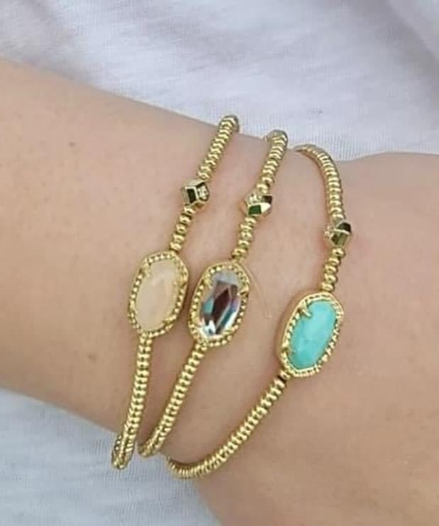 Grayson Gold Stretch Bracelet in Light Blue Magnesite