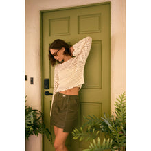 Load image into Gallery viewer, BELL-SLEEVED COTTON SWEATER WITH SCALLOP HEM AND BOAT NECK