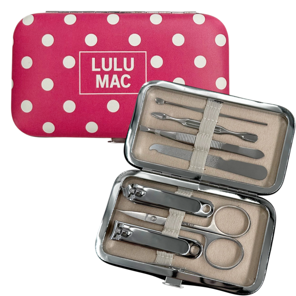 Lulu Mac Hot Pink/White Dot Manicure Set