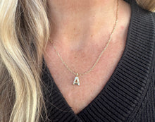Load image into Gallery viewer, Crystal Letter A Gold Short Pendant Necklace in White Crystal