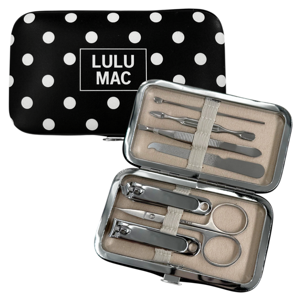 Lulu Mac Black/White Dot Manicure Set