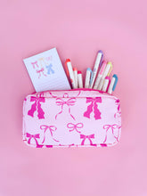 Load image into Gallery viewer, Rock Paper Scissors - Pink Bows Nylon Cosmetic Zipper Bag