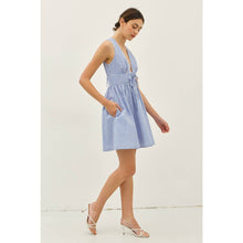 Load image into Gallery viewer, SUMMER PLUNGE NECK STRIPE MINI DRESS