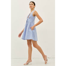 Load image into Gallery viewer, SUMMER PLUNGE NECK STRIPE MINI DRESS