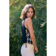 Load image into Gallery viewer, FLORAL APPLIQUE TOP WITH SIDE BOW TIE DETAIL