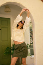 Load image into Gallery viewer, BELL-SLEEVED COTTON SWEATER WITH SCALLOP HEM AND BOAT NECK