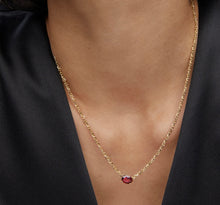Load image into Gallery viewer, Cailin Gold Pendant Necklace in Burgundy Crystal