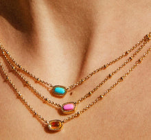 Load image into Gallery viewer, Mini Elisa Gold Satellite Short Pendant Necklace in Fuchsia Magnesite
