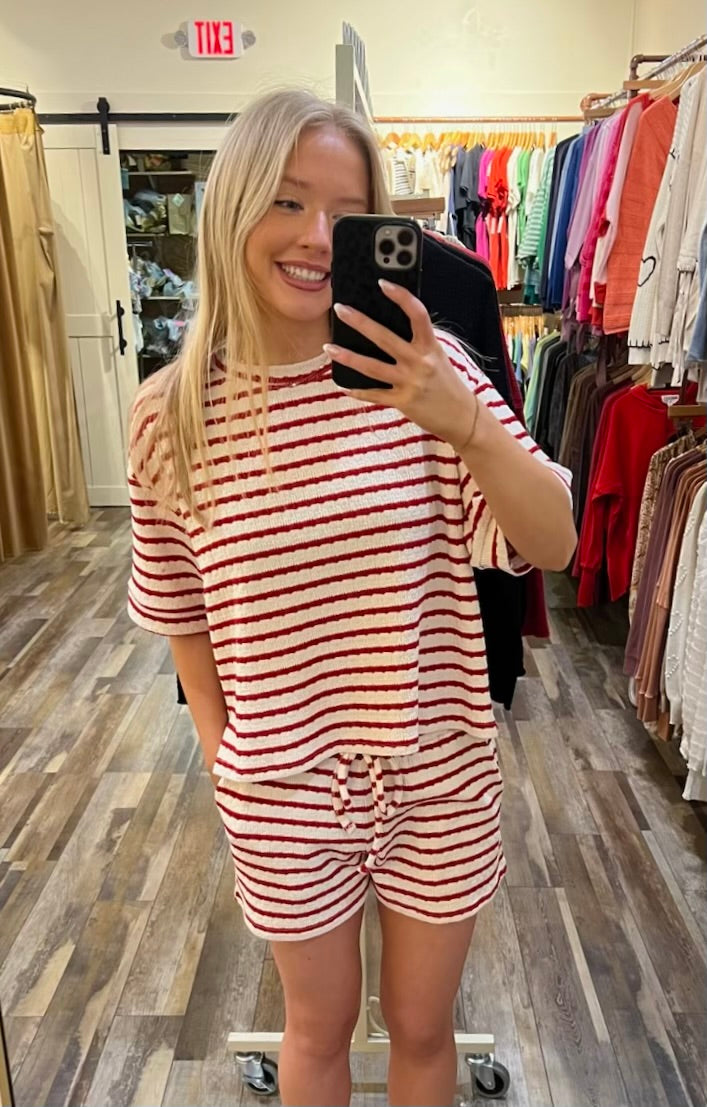 STRIPED SHORT SLEEVE TEE & SHORTS SET
