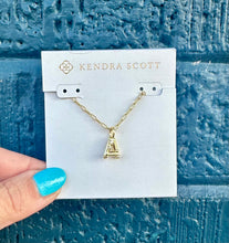 Load image into Gallery viewer, Crystal Letter A Gold Short Pendant Necklace in White Crystal