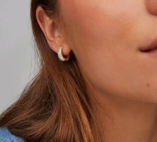 Load image into Gallery viewer, Mikki Pave Huggie Earrings in Gold
