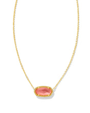Load image into Gallery viewer, Elisa Oval Gold Pendant Necklace In Coral Pink Mother Of Pearl