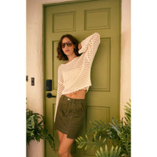 Load image into Gallery viewer, BELL-SLEEVED COTTON SWEATER WITH SCALLOP HEM AND BOAT NECK