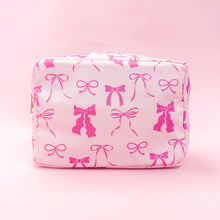 Load image into Gallery viewer, Rock Paper Scissors - Pink Bows Nylon Cosmetic Zipper Bag