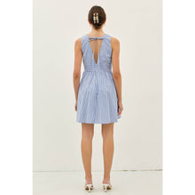 Load image into Gallery viewer, SUMMER PLUNGE NECK STRIPE MINI DRESS