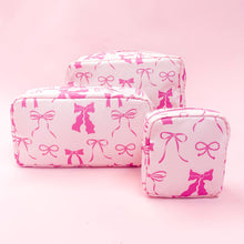 Load image into Gallery viewer, Rock Paper Scissors - Pink Bows Nylon Cosmetic Zipper Bag