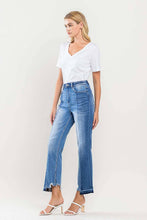 Load image into Gallery viewer, SUPER HIGH RISE CROP CONTRAST PANEL STRAIGHT JEANS