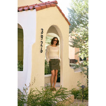 Load image into Gallery viewer, BELL-SLEEVED COTTON SWEATER WITH SCALLOP HEM AND BOAT NECK