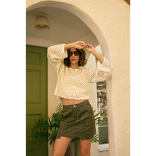 Load image into Gallery viewer, BELL-SLEEVED COTTON SWEATER WITH SCALLOP HEM AND BOAT NECK