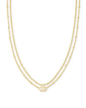 Load image into Gallery viewer, Emilie Gold Multi Strand Necklace in Iridescent Drusy