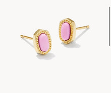 Load image into Gallery viewer, Mini Ellie Gold Stud Earrings in Fuchsia Magnesite
