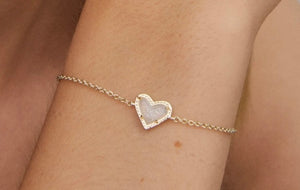 Ari Heart Gold Chain Bracelet in Iridescent Drusy