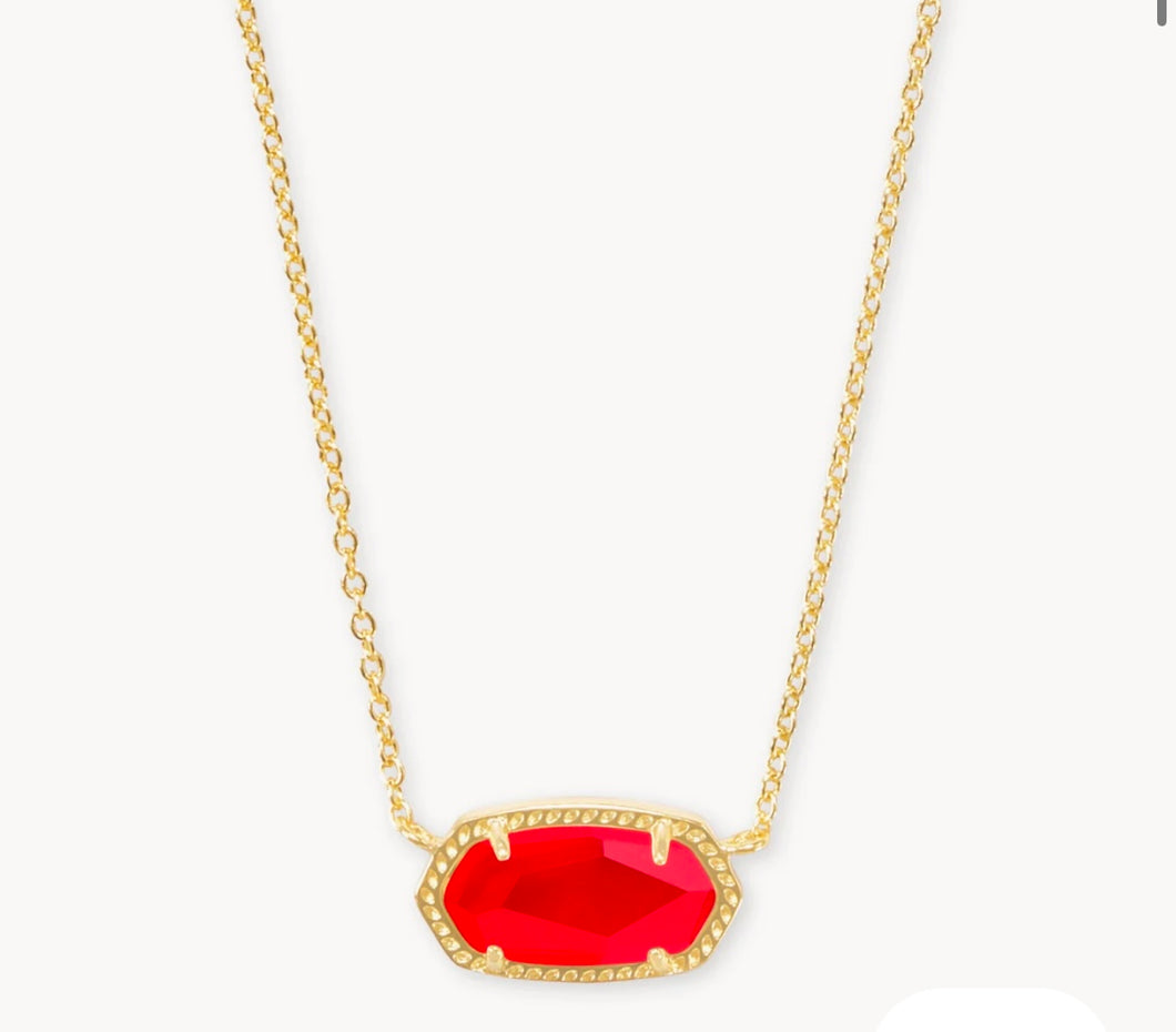 Elisa Gold Pendant Necklace in Red Illusion