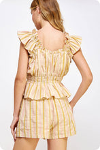 Load image into Gallery viewer, V-Neck Flutter Sleeve Stripe Cotton Top
