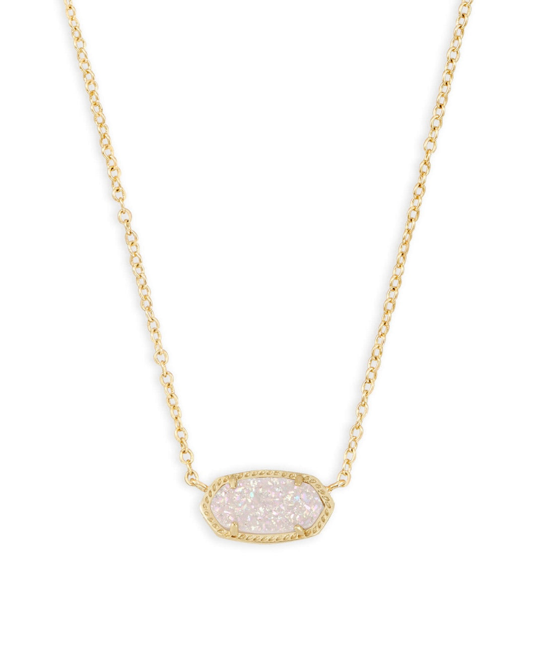 Elisa Gold Pendant Necklace in Iridescent Drusy