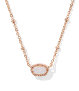 Mini Elisa Gold Satellite Short Pendant Necklace in Rose Gold Iridescent Drusy