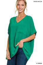 Load image into Gallery viewer, WOVEN AIRFLOW V-NECK DOLMAN SHORT SLEEVE TOP
