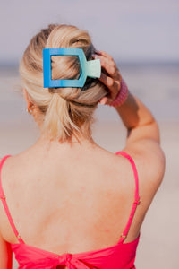 TELETIES - Square Flat Hair Clip | Large | Poolside