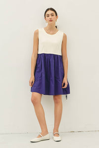 idem ditto - TIERED RUFFLE SKIRT WITH BOW DETAIL CONTRAST MINI DRESS