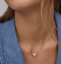 Load image into Gallery viewer, Ari Heart Gold Pendant Necklace in Bubblegum Pink Kyocera Opal
