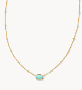Mini Elisa Gold Satellite Short Pendant Necklace in Mint