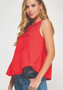 Detail Date Pintuck Tie Top