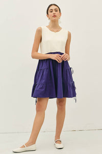 idem ditto - TIERED RUFFLE SKIRT WITH BOW DETAIL CONTRAST MINI DRESS
