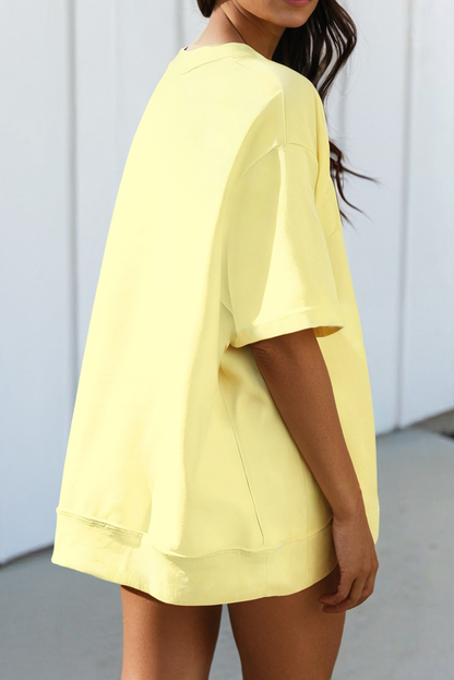 Solid Oversized Mock Tee & Shorts Set