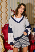 Load image into Gallery viewer, BUCKETLIST - T2700 Contrast Detailing V-neck Sweatshirt

