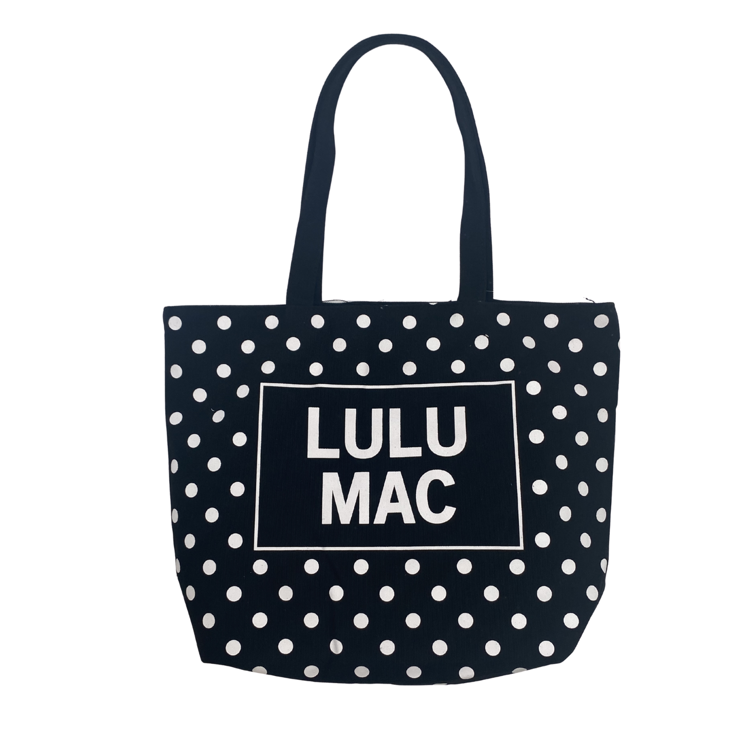 Lulu Mac Canvas Tote White Dot on Black