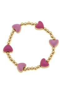 Canvas Style - Maggie Beaded Heart Children's Stretch Bracelet in Pink