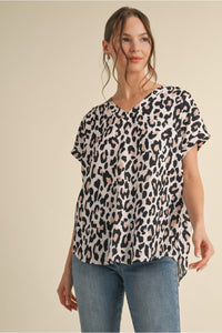 Leopard Print Neutral Top