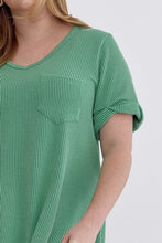 Load image into Gallery viewer, Curvy Ribbed Rolled Sleeve Top
